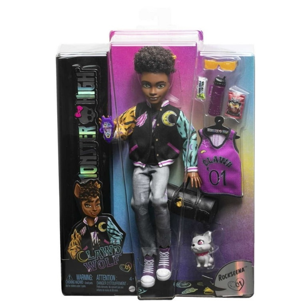Monster High Clawd Wolf Fashion Doll with Pet Gargoyle Bulldog Rockseena